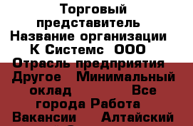 Торговый представитель › Название организации ­ К Системс, ООО › Отрасль предприятия ­ Другое › Минимальный оклад ­ 40 000 - Все города Работа » Вакансии   . Алтайский край,Славгород г.